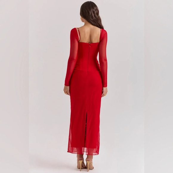 House of CB Katarina Scarlet Long Sleeve Maxi Dress - Picture 7 of 14